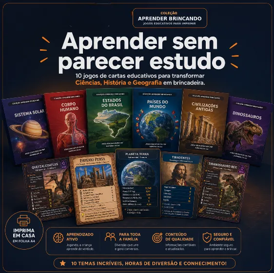 Coleção Aprender Brincando com 10 jogos de cartas educativos